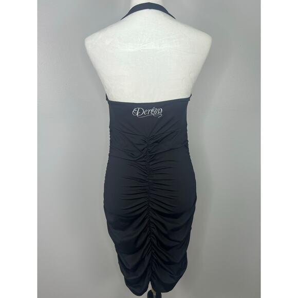 Vintage Y2k Dereon Black Ruched Body-Con Dress Size Large - Picture 3 of 6